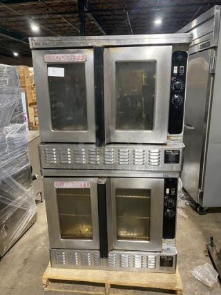 Blodgett Commercial Stainless Steel Natural Gas Powered Double Stacked Dual Flow Convection Oven! With Thermostatic Controls! With Wire Oven Racks! SN: 020205EA002B! 2X Your Bid Makes One Unit!