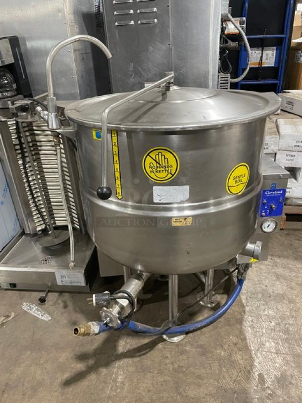 GREAT! Cleveland Range Commercial Stainless Steel Natural Gas Powered 40 Gal. Stationary Steam Kettle! With Gooseneck Faucet! Model: KGL-40 SN: WT4921-99L-01! On Legs! Working When Removed! - Image 1 of 11