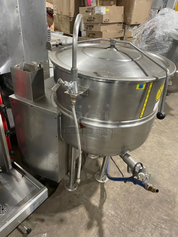 GREAT! Cleveland Range Commercial Stainless Steel Natural Gas Powered 40 Gal. Stationary Steam Kettle! With Gooseneck Faucet! Model: KGL-40 SN: WT4921-99L-01! On Legs! Working When Removed! - Image 4 of 11