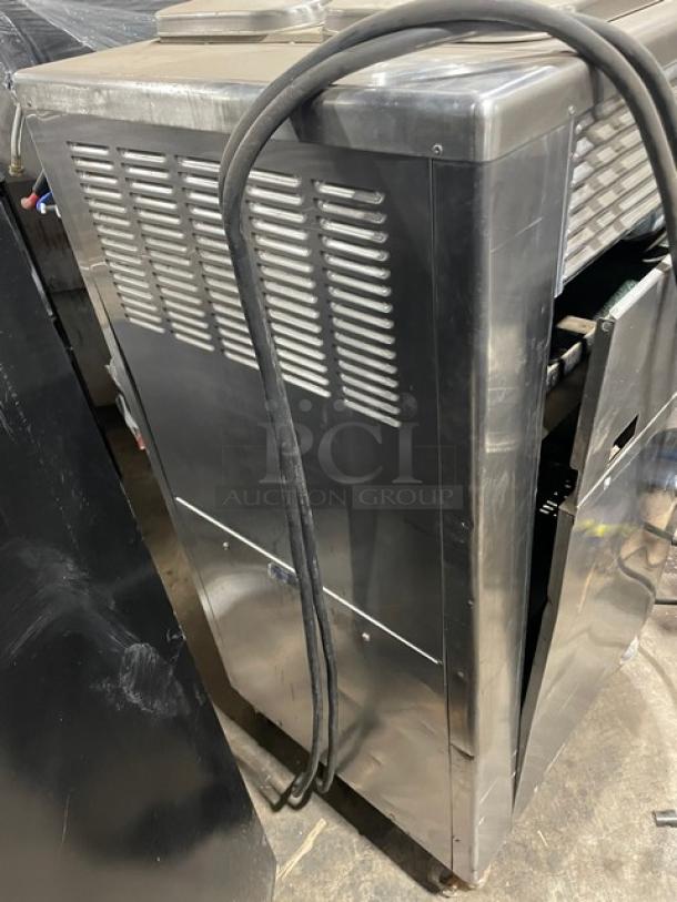 Taylor Commercial Stainless Steel Electric Powered Dual Flavor/Twist Soft Serve Ice Cream/Frozen Yogurt Machine! With 2 Hoppers & 3 Dispensers! With Drip Tray! Model: 339-33 SN: H4041608! 208/230V 3 Phase! On Casters! - Image 4 of 8