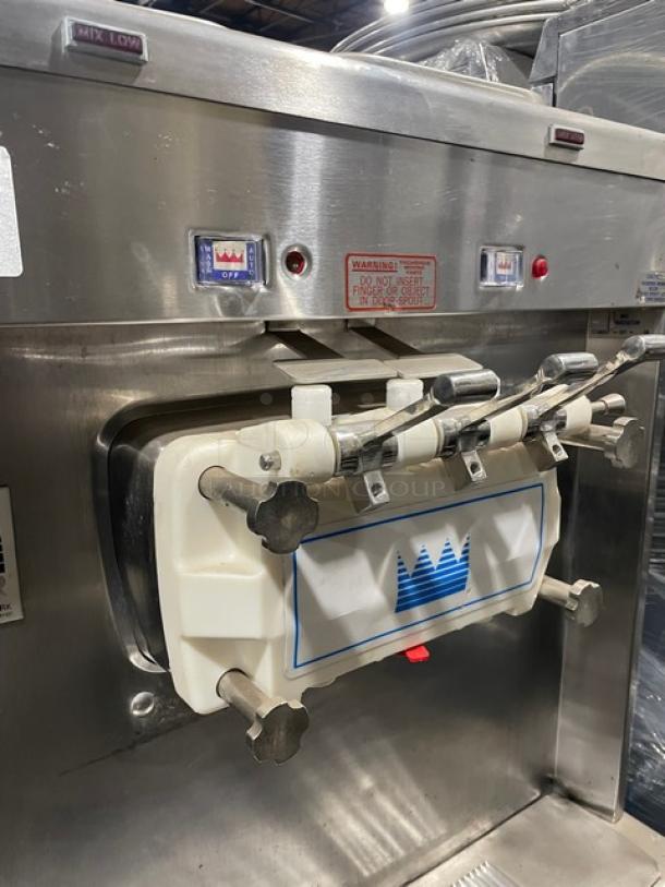 Taylor Commercial Stainless Steel Electric Powered Dual Flavor/Twist Soft Serve Ice Cream/Frozen Yogurt Machine! With 2 Hoppers & 3 Dispensers! With Drip Tray! Model: 339-33 SN: H4041608! 208/230V 3 Phase! On Casters! - Image 5 of 8
