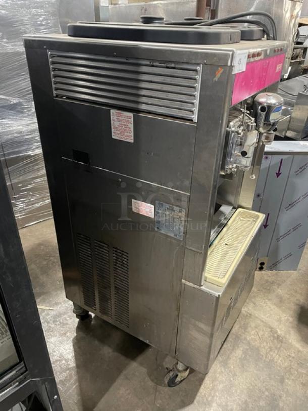 Taylor Dunkin Donuts Style Commercial Stainless Steel Electric Powered 2-Flavor Uncarbonated Frozen Beverage Machine! With 2 Dispensers & Coolatta Style Blender/Mixing Attachment! With Drip Tray! Model: 342D-27 SN: K2070024! 208-230V 1 Phase! On Casters! - Image 2 of 9