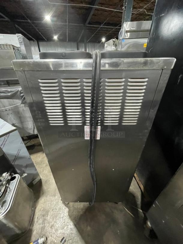 Taylor Dunkin Donuts Style Commercial Stainless Steel Electric Powered 2-Flavor Uncarbonated Frozen Beverage Machine! With 2 Dispensers & Coolatta Style Blender/Mixing Attachment! With Drip Tray! Model: 342D-27 SN: K2070024! 208-230V 1 Phase! On Casters! - Image 4 of 9