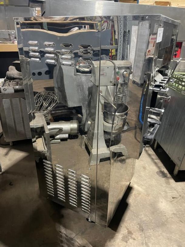 Elvaria Commercial Stainless Steel Electric Powered Dual Flavor/Twist Soft Serve Ice Cream/Frozen Yogurt Machine! With 2 Hoppers & 3 Dispensers! With Drip Tray! Model: 515 TW SN: 3410093794! 220-240V! On Casters! - Image 3 of 9