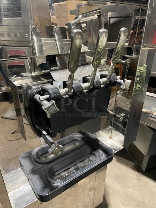 Elvaria Commercial Stainless Steel Electric Powered Dual Flavor/Twist Soft Serve Ice Cream/Frozen Yogurt Machine! With 2 Hoppers & 3 Dispensers! With Drip Tray! Model: 515 TW SN: 3410093794! 220-240V! On Casters! - Image 6 of 9