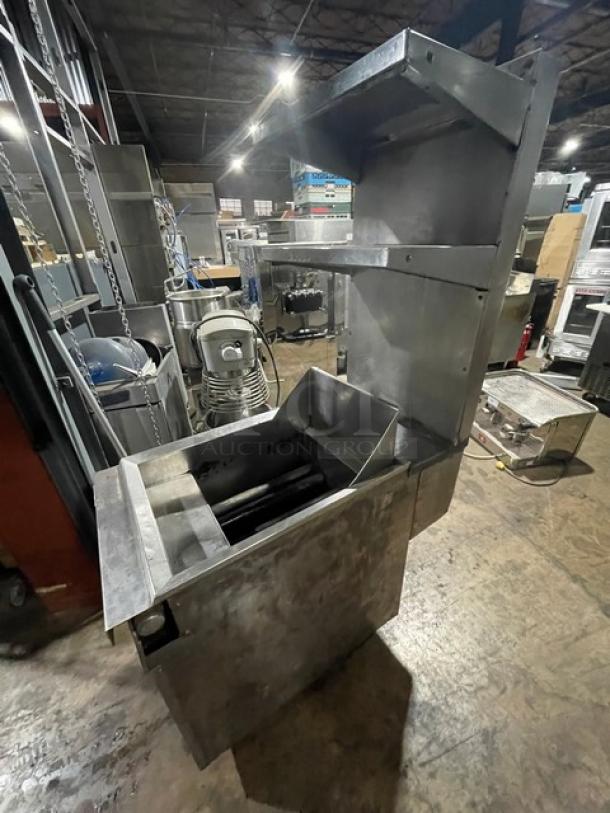 Southbend Commercial Stainless Steel Natural Gas Powered Deep Fat Fryer! With Back Splash & Custom Double Overhead Salamander Shelves! On Casters! - Image 2 of 9