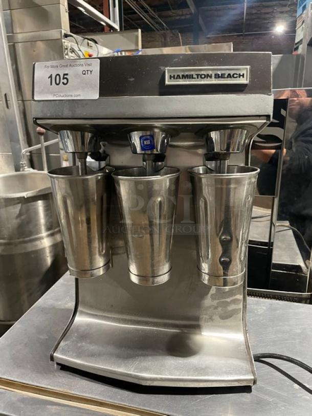 Hamilton Beach Commercial Electric Powered Countertop Triple Head Milkshake/Malt Drink/Beverage Mixer! With 3 Spindles & 3 Stainless Steel Cups! Model: 941-1! 120V! - Image 1 of 8