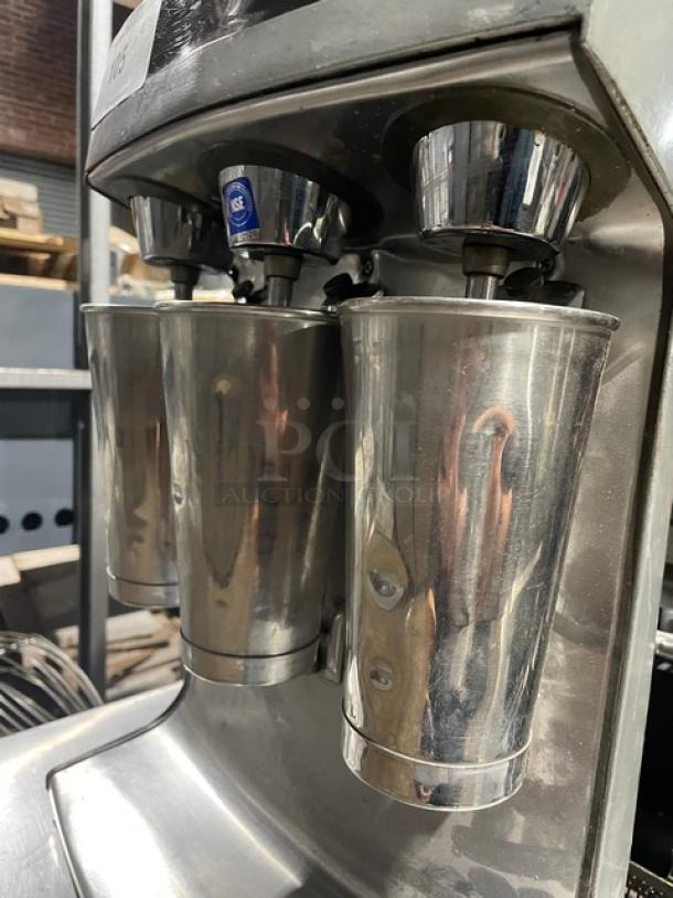 Hamilton Beach Commercial Electric Powered Countertop Triple Head Milkshake/Malt Drink/Beverage Mixer! With 3 Spindles & 3 Stainless Steel Cups! Model: 941-1! 120V! - Image 6 of 8