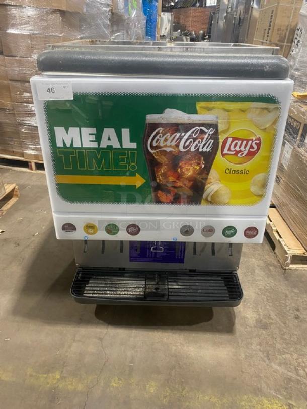 Cornelius Commercial Stainless Steel Electric Powered Countertop Ice/Cold Beverage Dispenser! With 8 UFB-1™ Sanitary Levers! Model: DF250-BC SN: 62A0251DF024! 115V 1 Phase! On Legs! - Image 1 of 13