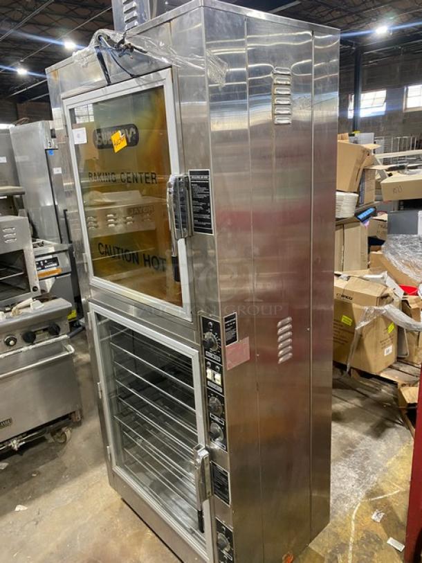 Nu-Vu Subway Style Commercial Stainless Steel Electric Powered Double Deck Convection Oven/Proofer Combo! With Built In Pan Holding Racks! Model: OP-2LFM SN: 121-4642! 120/208V 3 Phase! On Casters! - Image 2 of 11