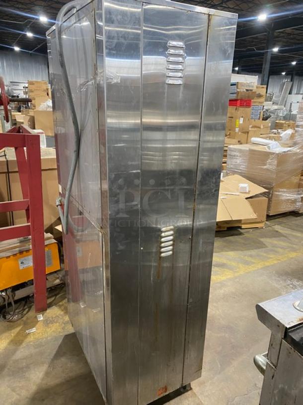 Nu-Vu Subway Style Commercial Stainless Steel Electric Powered Double Deck Convection Oven/Proofer Combo! With Built In Pan Holding Racks! Model: OP-2LFM SN: 121-4642! 120/208V 3 Phase! On Casters! - Image 4 of 11