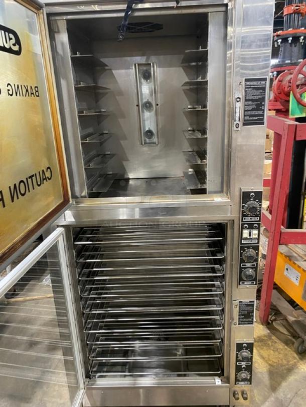 Nu-Vu Subway Style Commercial Stainless Steel Electric Powered Double Deck Convection Oven/Proofer Combo! With Built In Pan Holding Racks! Model: OP-2LFM SN: 121-4642! 120/208V 3 Phase! On Casters! - Image 5 of 11