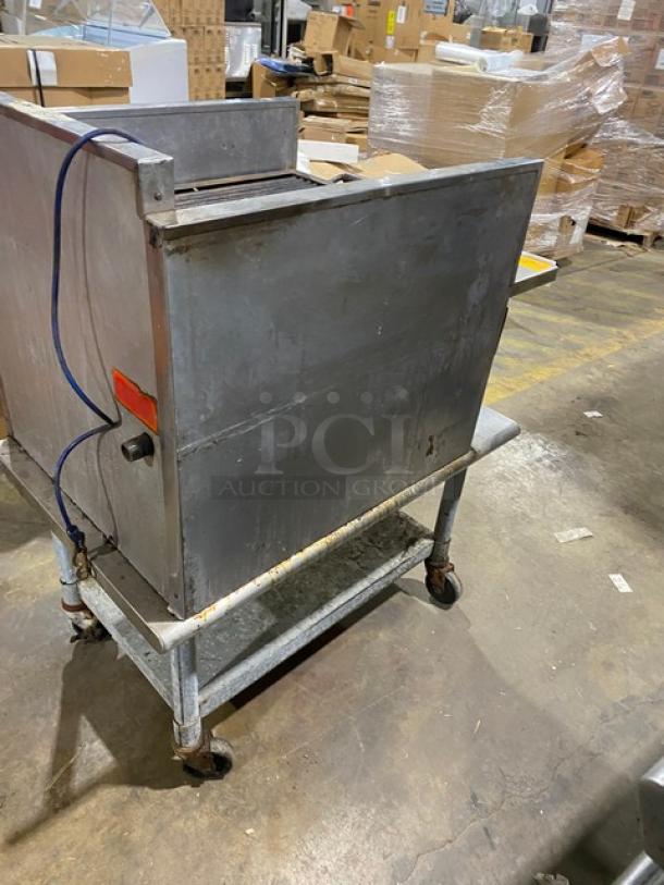 MagiKitch'n Commercial Stainless Steel Natural Gas Powered Countertop Magi Glow Raised Char Broiler! With Built In Broiler/Cheese Melter! With Back & Side Splash! Model: RMB 24 SN: R9400703! On Single Shelf Equipment Cart! - Image 4 of 12
