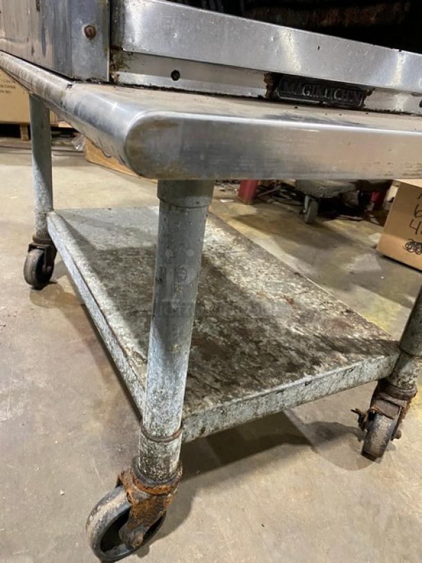 MagiKitch'n Commercial Stainless Steel Natural Gas Powered Countertop Magi Glow Raised Char Broiler! With Built In Broiler/Cheese Melter! With Back & Side Splash! Model: RMB 24 SN: R9400703! On Single Shelf Equipment Cart! - Image 9 of 12