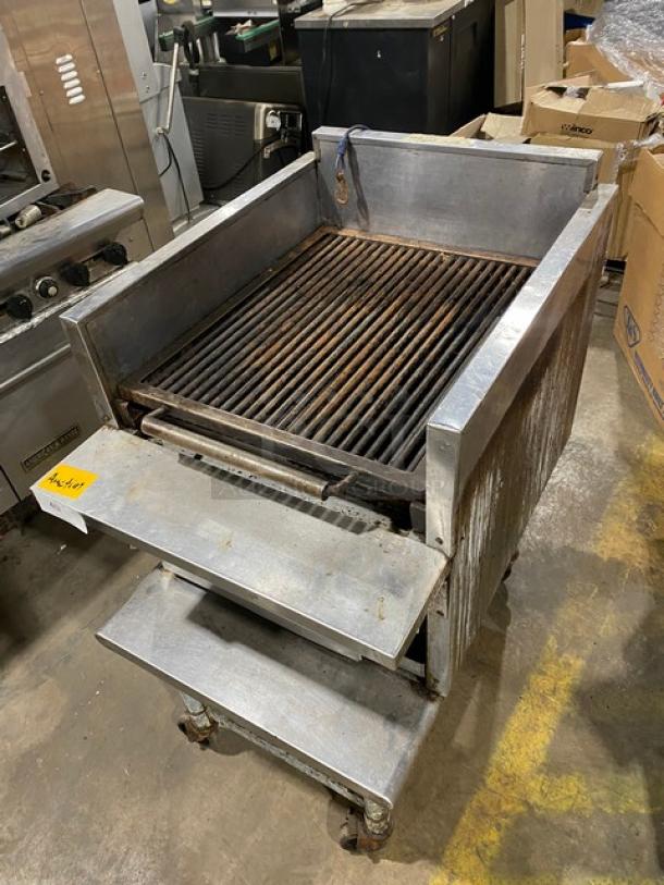 MagiKitch'n Commercial Stainless Steel Natural Gas Powered Countertop Magi Glow Raised Char Broiler! With Built In Broiler/Cheese Melter! With Back & Side Splash! Model: RMB 24 SN: R9400703! On Single Shelf Equipment Cart! - Image 12 of 12