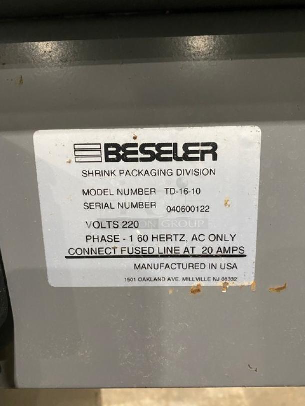 Beseler Commercial Electeric Powered Heavy Duty Shrink Wrap System Machine/Heat Tunnel Combo! Model: HS-1520D SN: J1A13120! 115V 1 Phase / Model: TD-16-10 SN: 040600122! 220V 1 Phase! On Casters! All One Money! - Image 10 of 13