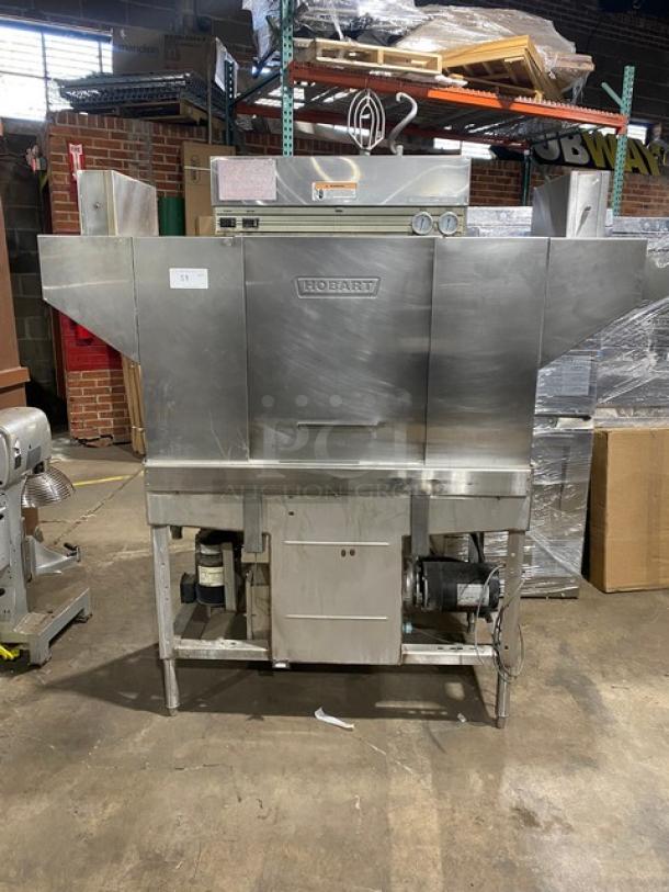 Hobart Commercial Stainless Steel Electric Powered Free Standing Heavy-Duty Ware Washing/Dish Washing Machine! Model: C44A SN: 85-1032057! 208V 3 Phase! On Legs! - Image 1 of 13