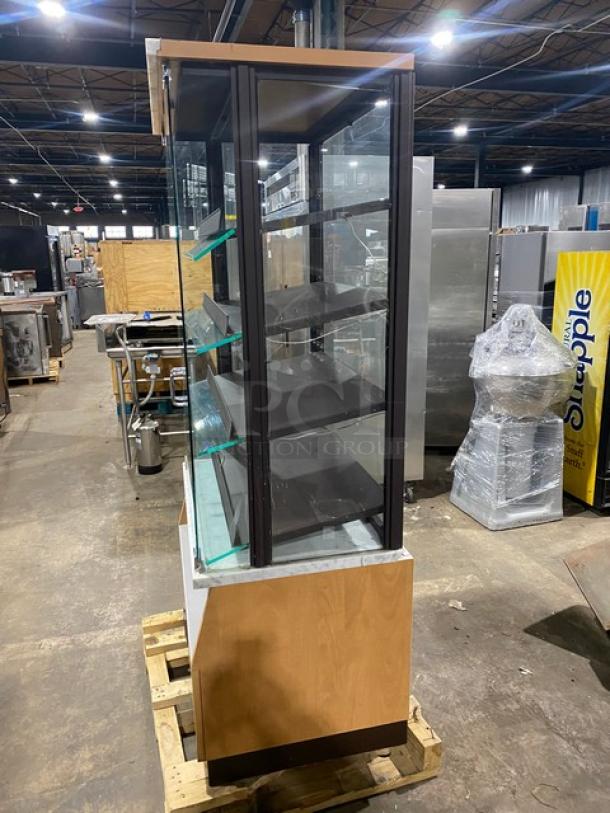 Commercial Straight Glass 4-Tier Dry Bakery Bagel/Donut Display Showcase! With Double Glass Pull Open Doors! On Single Shelf Enclosed Storage Cabinet Base! - Image 4 of 8