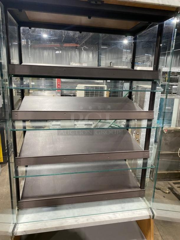 Commercial Straight Glass 4-Tier Dry Bakery Bagel/Donut Display Showcase! With Double Glass Pull Open Doors! On Single Shelf Enclosed Storage Cabinet Base! - Image 5 of 8