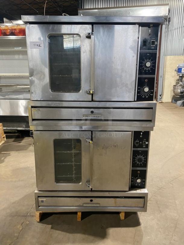 Garland Commercial Stainless Steel Natural Gas Powered Double Stacked Convection Oven! With Thermostatic Controls! With Wire Oven Racks! Model: F01 SN: TG3! 115V 1 Phase! With Legs! 2X Your Bid Makes One Unit! - Image 1 of 15