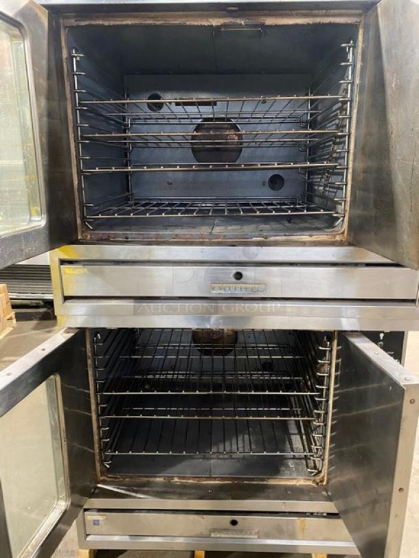 Garland Commercial Stainless Steel Natural Gas Powered Double Stacked Convection Oven! With Thermostatic Controls! With Wire Oven Racks! Model: F01 SN: TG3! 115V 1 Phase! With Legs! 2X Your Bid Makes One Unit! - Image 5 of 15