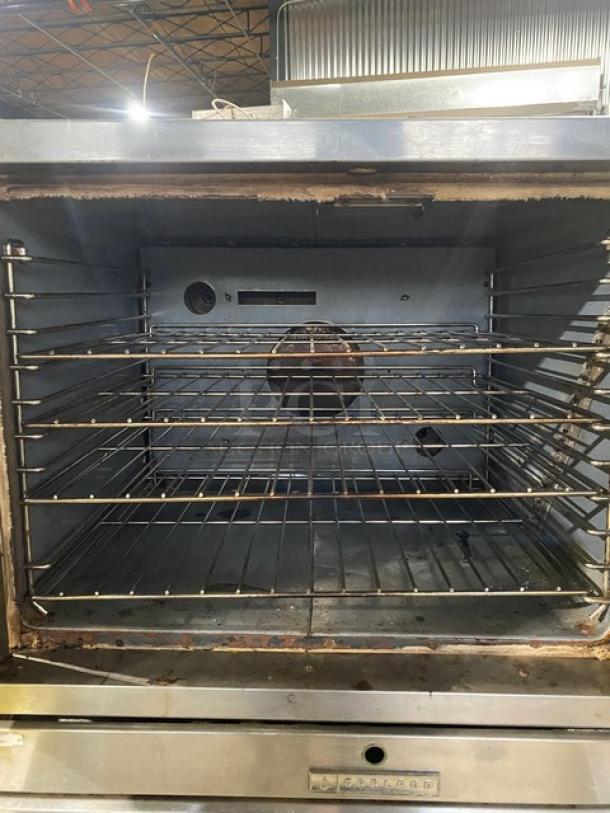 Garland Commercial Stainless Steel Natural Gas Powered Double Stacked Convection Oven! With Thermostatic Controls! With Wire Oven Racks! Model: F01 SN: TG3! 115V 1 Phase! With Legs! 2X Your Bid Makes One Unit! - Image 6 of 15