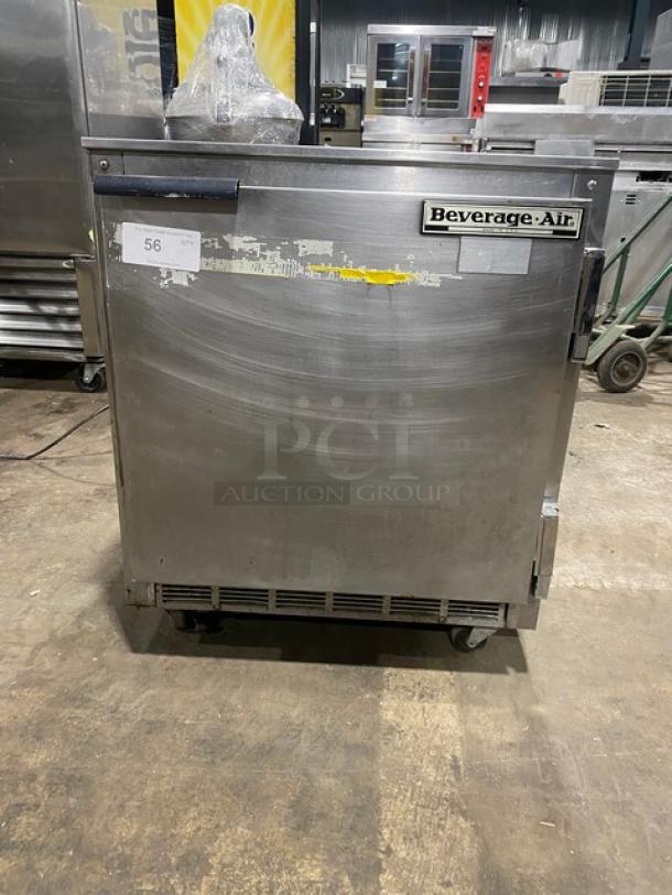 Beverage-Air Commercial Stainless Steel Single Door Undercounter Freezer! With Poly Coated Wire Rack! Model: UCF27A SN: 6006460! 115V 1 Phase! On casters! - Image 1 of 9