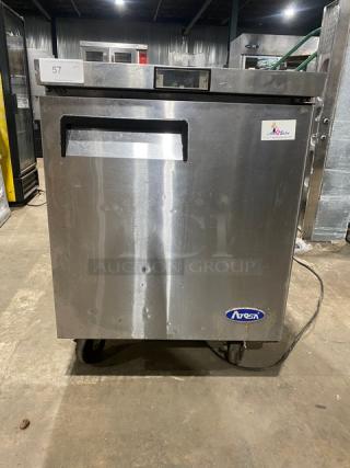 Atosa Commercial Stainless Steel Single Door Undercounter Freezer! With Poly Coated Wire Rack! Model: MGF8405GR SN: MGF8405GRAUS100318071100C40011! 115V 1 Phase! On Casters!