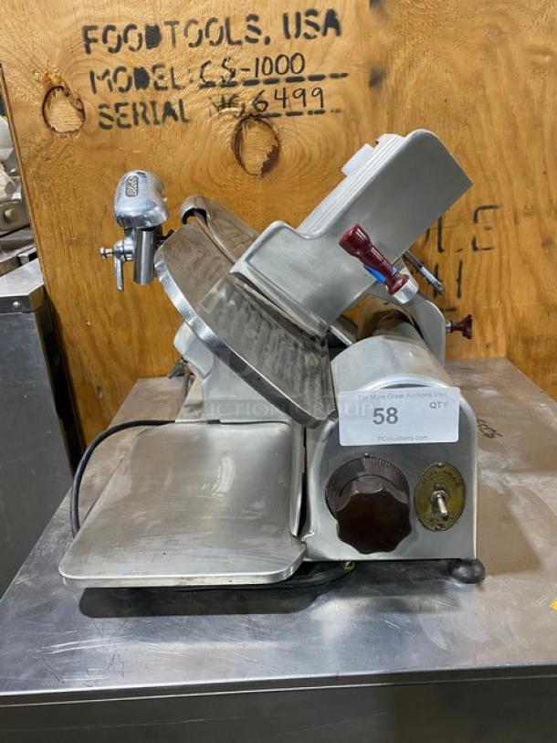 Globe Commercial Electric Powered Countertop Gravity Feed Deli Meat Slicer! Model: 210 SN: 11108! On Legs! - Image 1 of 9