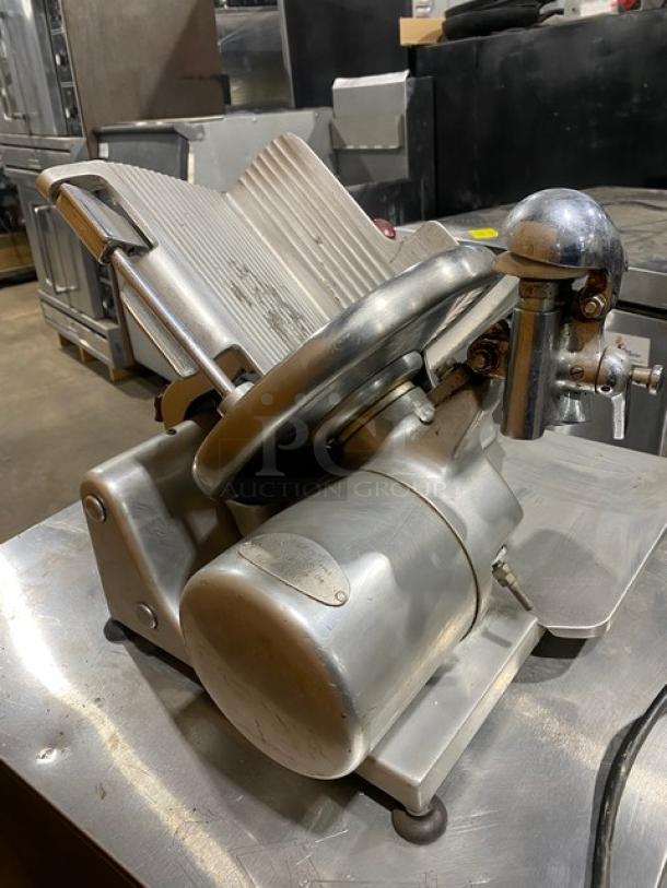 Globe Commercial Electric Powered Countertop Gravity Feed Deli Meat Slicer! Model: 210 SN: 11108! On Legs! - Image 3 of 9