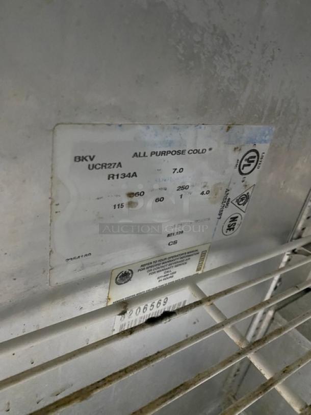 Beverage-Air Commercial Stainless Steel Single Door Undercounter Refrigerator! With Poly Coated Wire Rack! Model: UCR27A SN: 8206569! 115V 1 Phase! On Casters! - Image 6 of 7