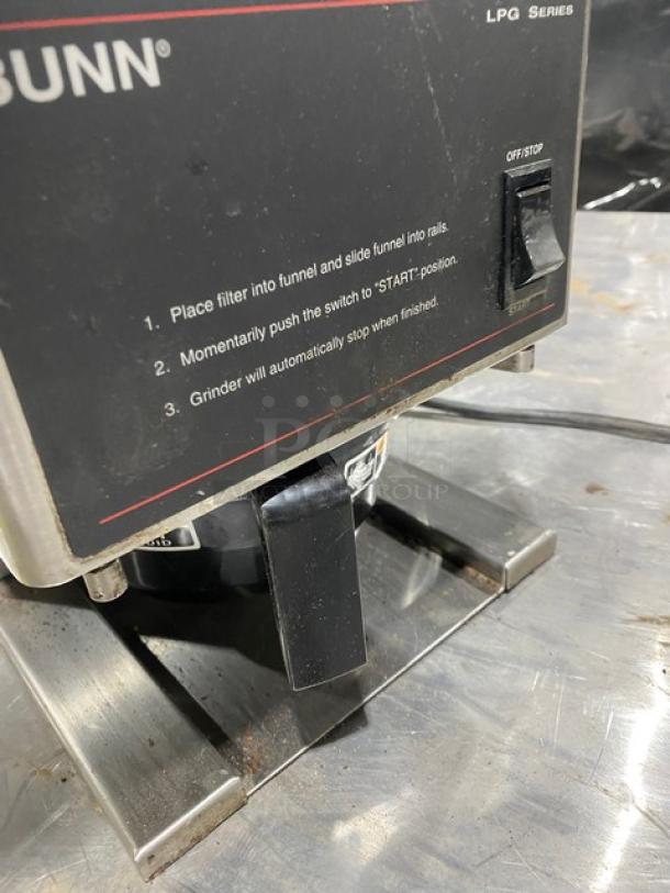 Bunn LPG-Series Commercial Stainless Steel Electric Powered Countertop Low Profile Portion Control Grinder! With Single Hopper! Model: LPG SN: LPG0017793! 120V 1 Phase! - Image 7 of 8