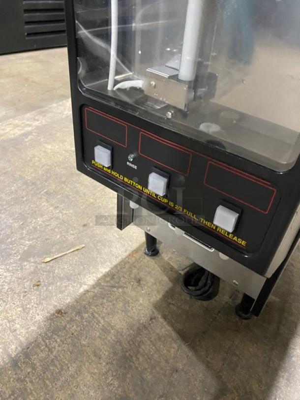 Bunn Commercial Black Electric Powered Countertop Hot Chocolate/Cappuccino Hot Beverage Fresh Mix Dispenser Machine! With 3 Hoppers! With Customizable LED Front Display! Model: FMD-3 SN: FMD0130530! 120V 1 Phase! On Legs! - Image 7 of 7