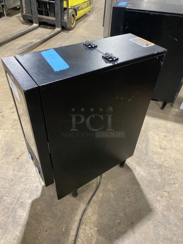 Bunn Commercial Black Electric Powered Countertop Hot Chocolate/Cappuccino Hot Beverage Fresh Mix Dispenser Machine! With 2 Hoppers! With Customizable LED Front Display! Model: FMD-2 SN: FMD0128718! 120V 1 Phase! On Legs! - Image 2 of 8