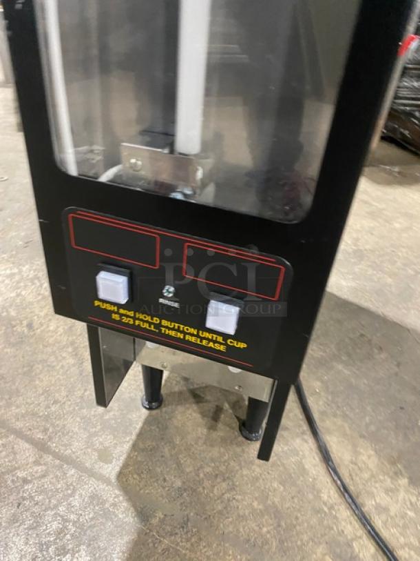 Bunn Commercial Black Electric Powered Countertop Hot Chocolate/Cappuccino Hot Beverage Fresh Mix Dispenser Machine! With 2 Hoppers! With Customizable LED Front Display! Model: FMD-2 SN: FMD0128718! 120V 1 Phase! On Legs! - Image 7 of 8
