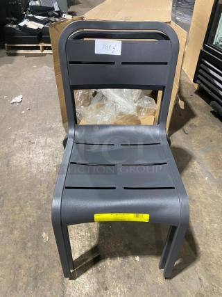 NEW! Grosfellix Commercial Ash Gray Stackable Indoor/Outdoor Dining Chairs! 2X Your Bid!