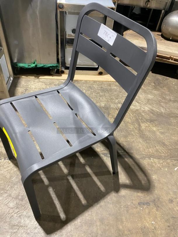 NEW! Grosfellix Commercial Ash Gray Stackable Indoor/Outdoor Dining Chairs! 2X Your Bid! - Image 3 of 6