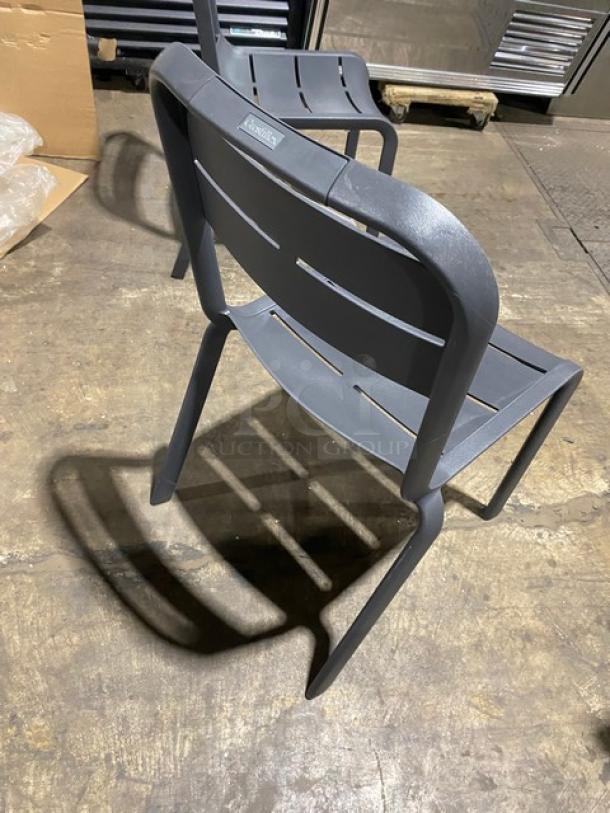 NEW! Grosfellix Commercial Ash Gray Stackable Indoor/Outdoor Dining Chairs! 2X Your Bid! - Image 4 of 6