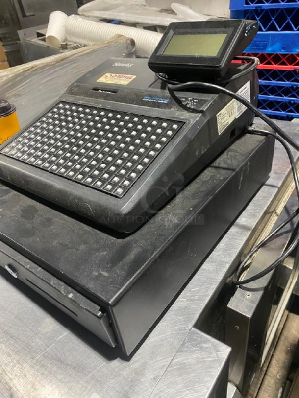 Sam4s Commercial Black Electric Powered Countertop Food Service Cash Register! With Cash Drawer! Model: SPS-320 SN: 1308270077! 120V 1 Phase! - Image 3 of 9