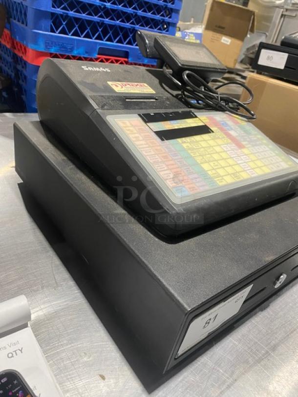 Sam4s Commercial Black Electric Powered Countertop Food Service Cash Register! With Cash Drawer! Model: SPS-320 SN: 1106270010! 120V 1 Phase! - Image 2 of 8