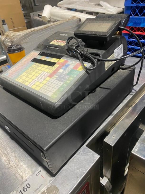 Sam4s Commercial Black Electric Powered Countertop Food Service Cash Register! With Cash Drawer! Model: SPS-320 SN: 1106270010! 120V 1 Phase! - Image 3 of 8