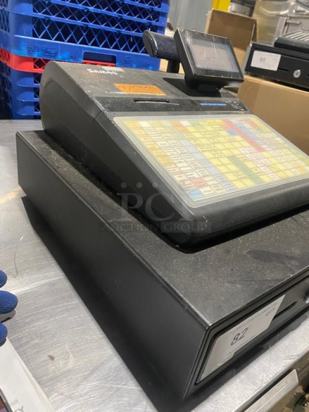 Sam4s Commercial Black Electric Powered Countertop Food Service Cash Register! With Cash Drawer! Model: SPS-320 SN: 1106270040! 120V 1 Phase! - Image 2 of 9