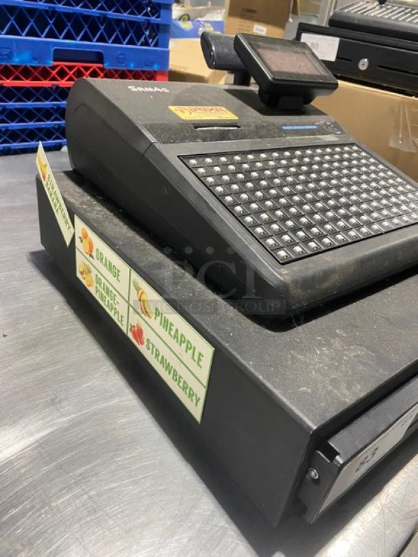 Sam4s Commercial Black Electric Powered Countertop Food Service Cash Register! With Cash Drawer! Model: SPS-320 SN: 1106270012! 120V 1 Phase! - Image 2 of 9