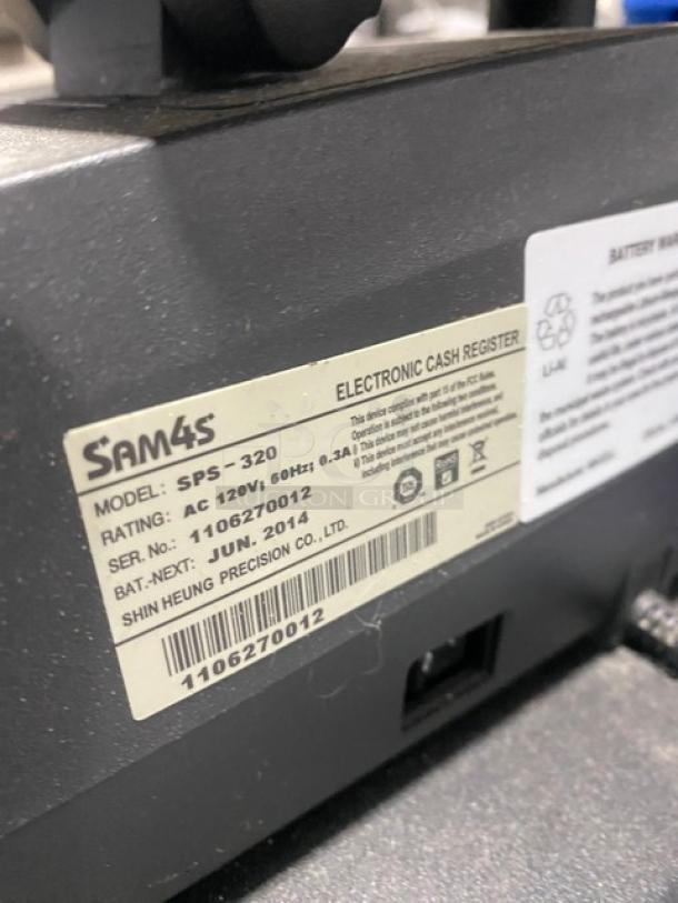 Sam4s Commercial Black Electric Powered Countertop Food Service Cash Register! With Cash Drawer! Model: SPS-320 SN: 1106270012! 120V 1 Phase! - Image 8 of 9