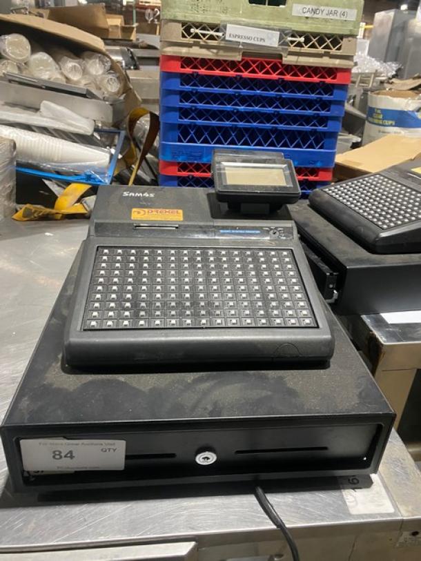 Sam4s Commercial Black Electric Powered Countertop Food Service Cash Register! With Cash Drawer! Model: SPS-320 SN: 1107270087! 120V 1 Phase! - Image 1 of 9