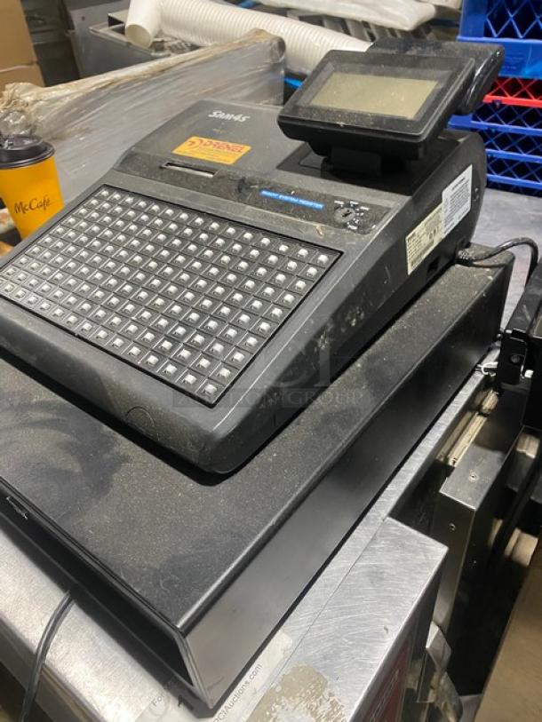 Sam4s Commercial Black Electric Powered Countertop Food Service Cash Register! With Cash Drawer! Model: SPS-320 SN: 1107270087! 120V 1 Phase! - Image 3 of 9