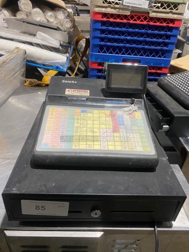 Sam4s Commercial Black Electric Powered Countertop Food Service Cash Register! With Cash Drawer! Model: SPS-320 SN: 1107270084! 120V 1 Phase! - Image 1 of 9