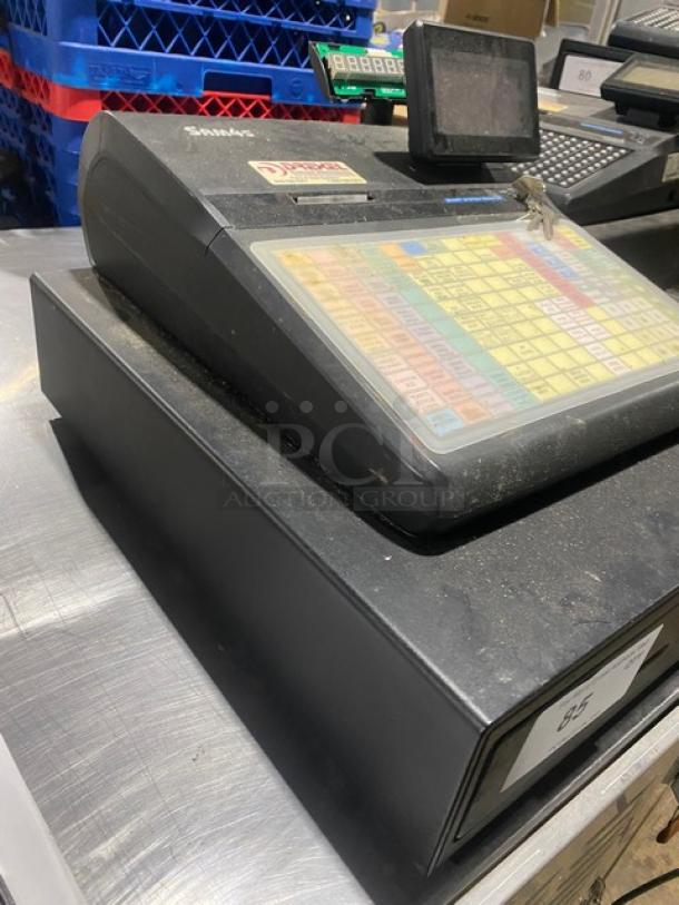 Sam4s Commercial Black Electric Powered Countertop Food Service Cash Register! With Cash Drawer! Model: SPS-320 SN: 1107270084! 120V 1 Phase! - Image 2 of 9