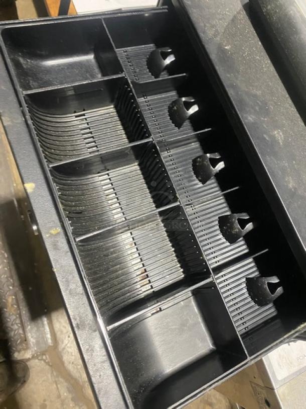 Sam4s Commercial Black Electric Powered Countertop Food Service Cash Register! With Cash Drawer! Model: SPS-320 SN: 1107270084! 120V 1 Phase! - Image 8 of 9