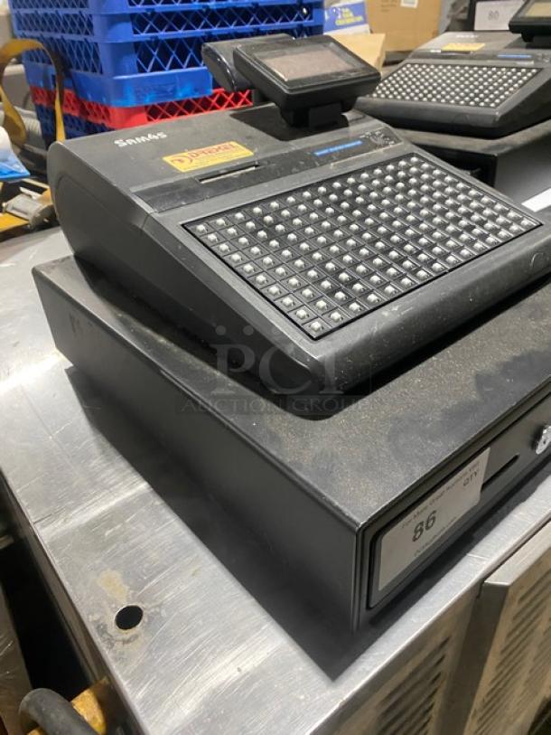 Sam4s Commercial Black Electric Powered Countertop Food Service Cash Register! With Cash Drawer! Model: SPS-320 SN: 1106270008! 120V 1 Phase! - Image 2 of 9